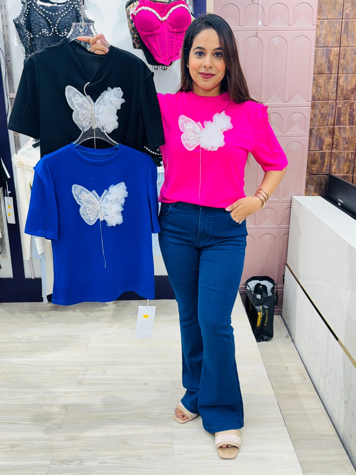 3D Butterfly Embellished Top