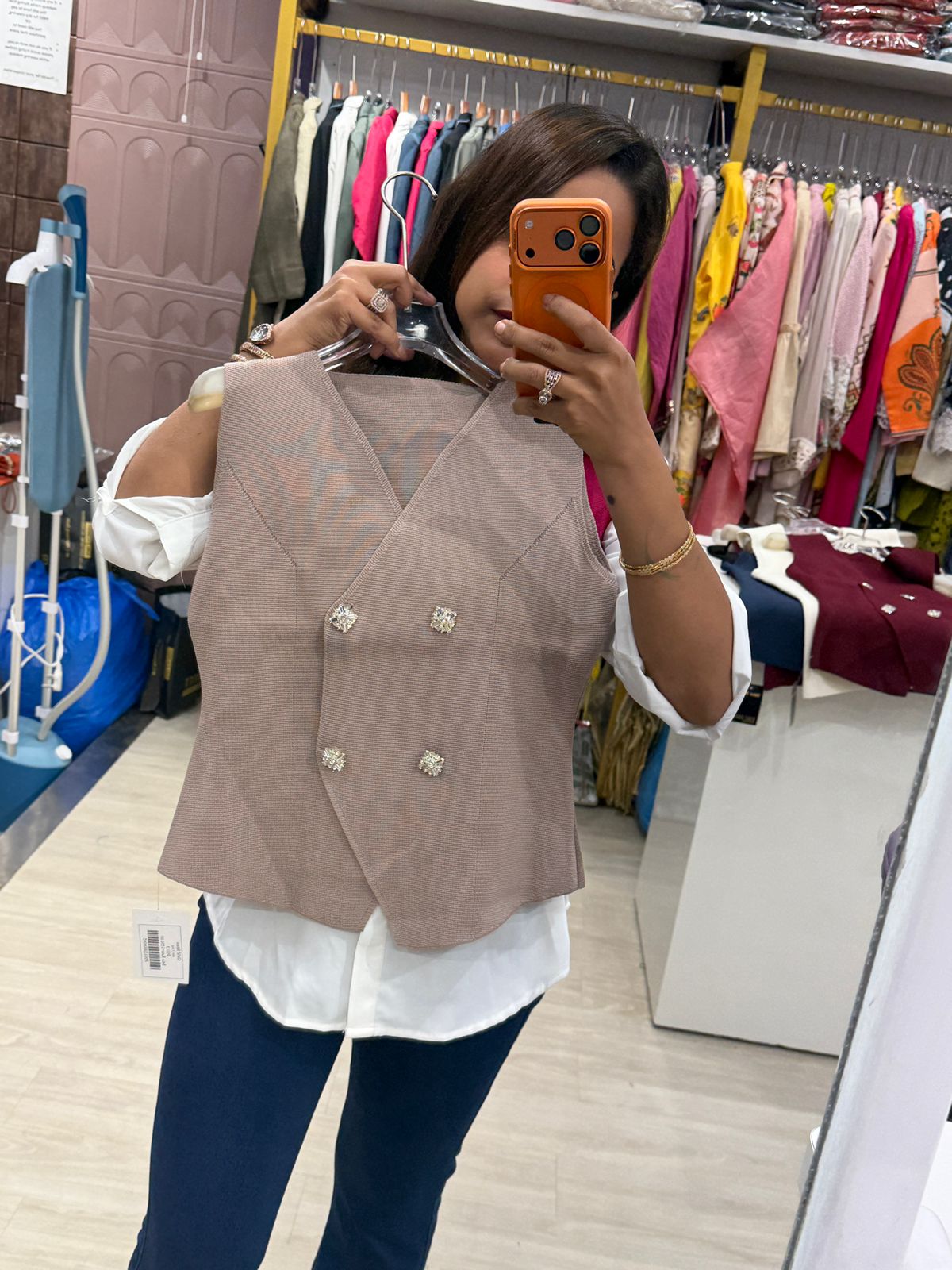 "Koti" - Layered Vest Style Top with Diamond Shaped Button Detailing (Available in 6 Colours)