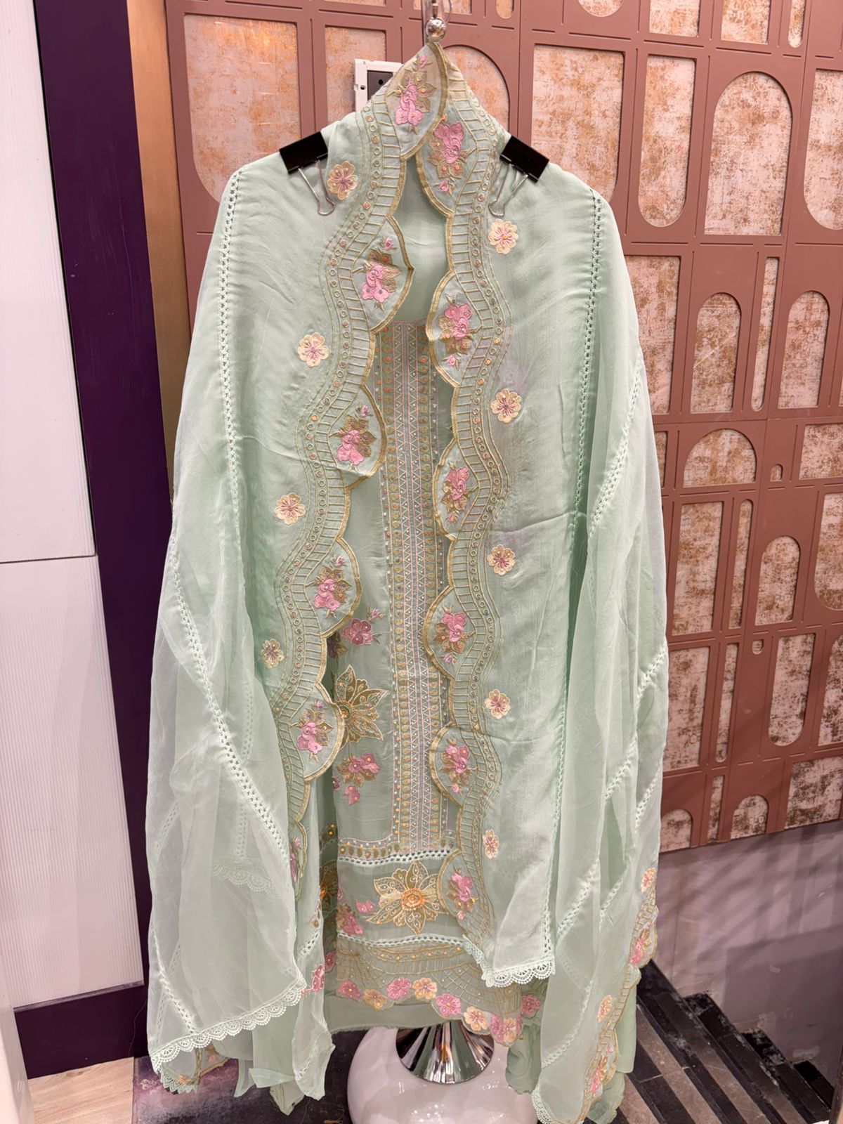 Pastel Thread-Embroidered Unstitched Suit Set