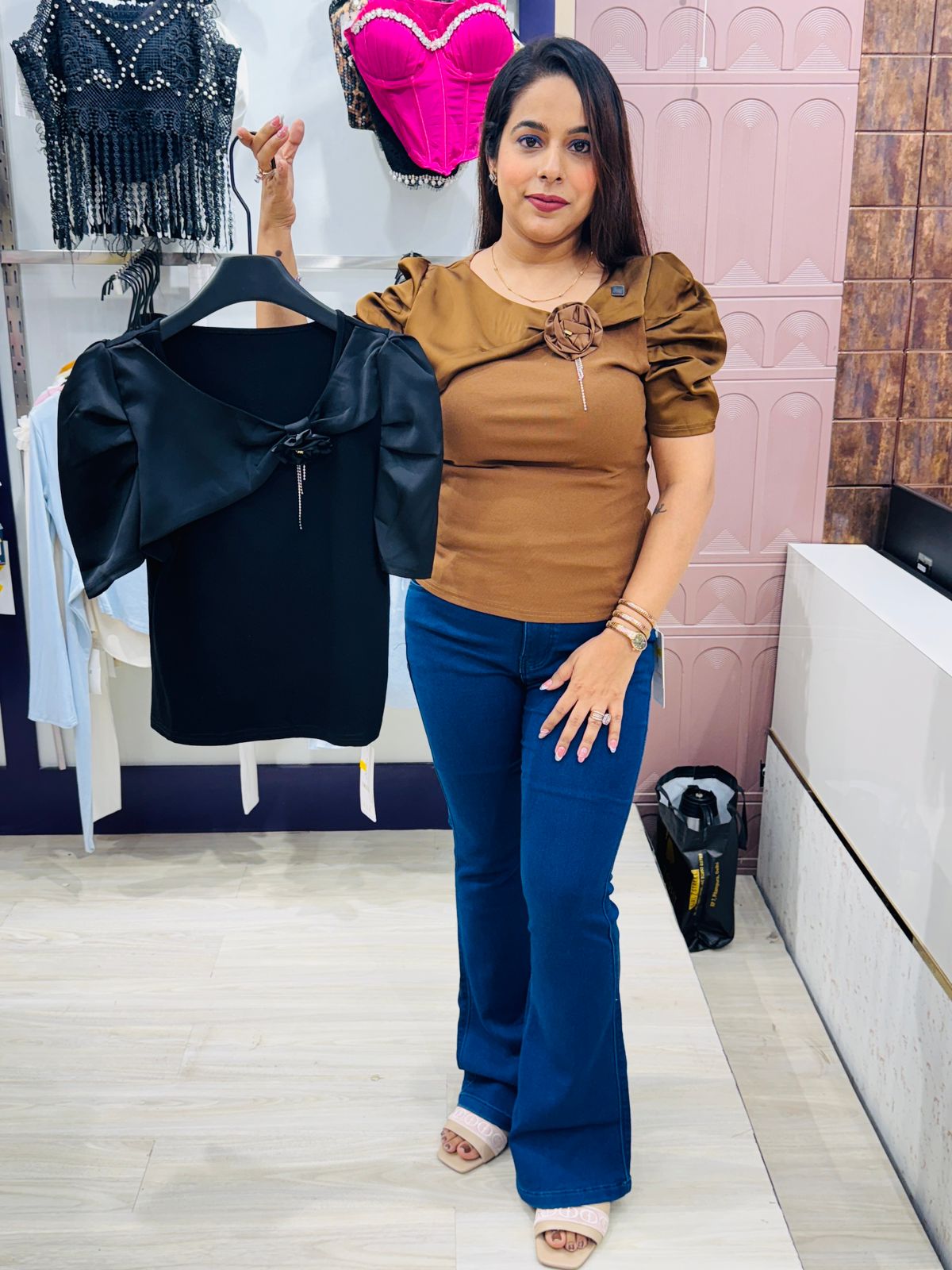 Statement Puff Sleeve Satin Top