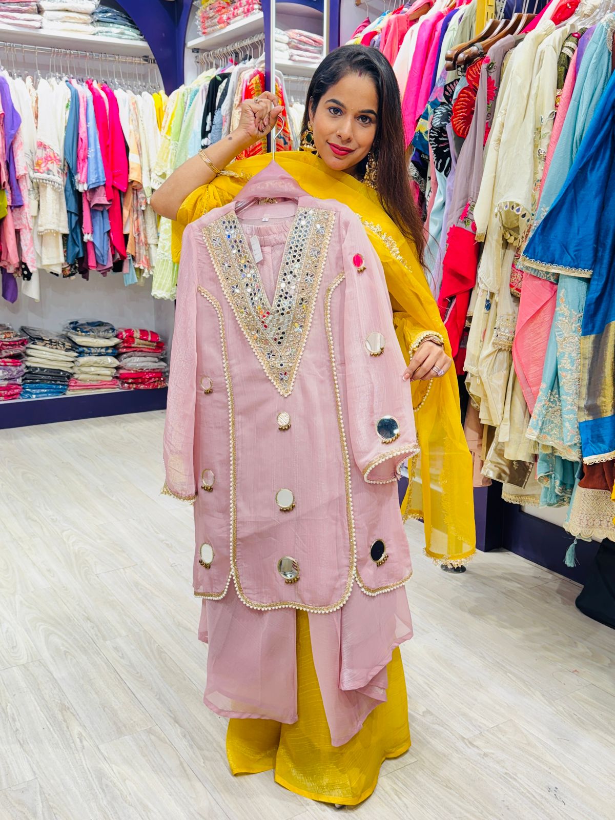 "Aabroo" - 3 Piece Suit with Stole Size Dupatta