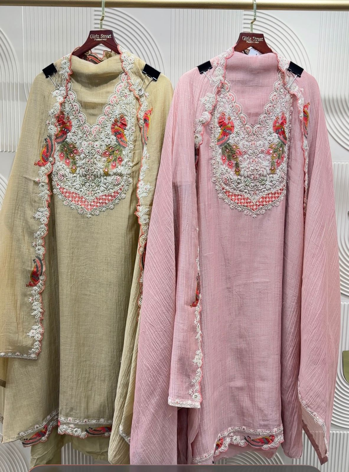 "Preet" - Premium Embroidered Unstitched Suit Set with Dupatta (Available in 2 Colours)