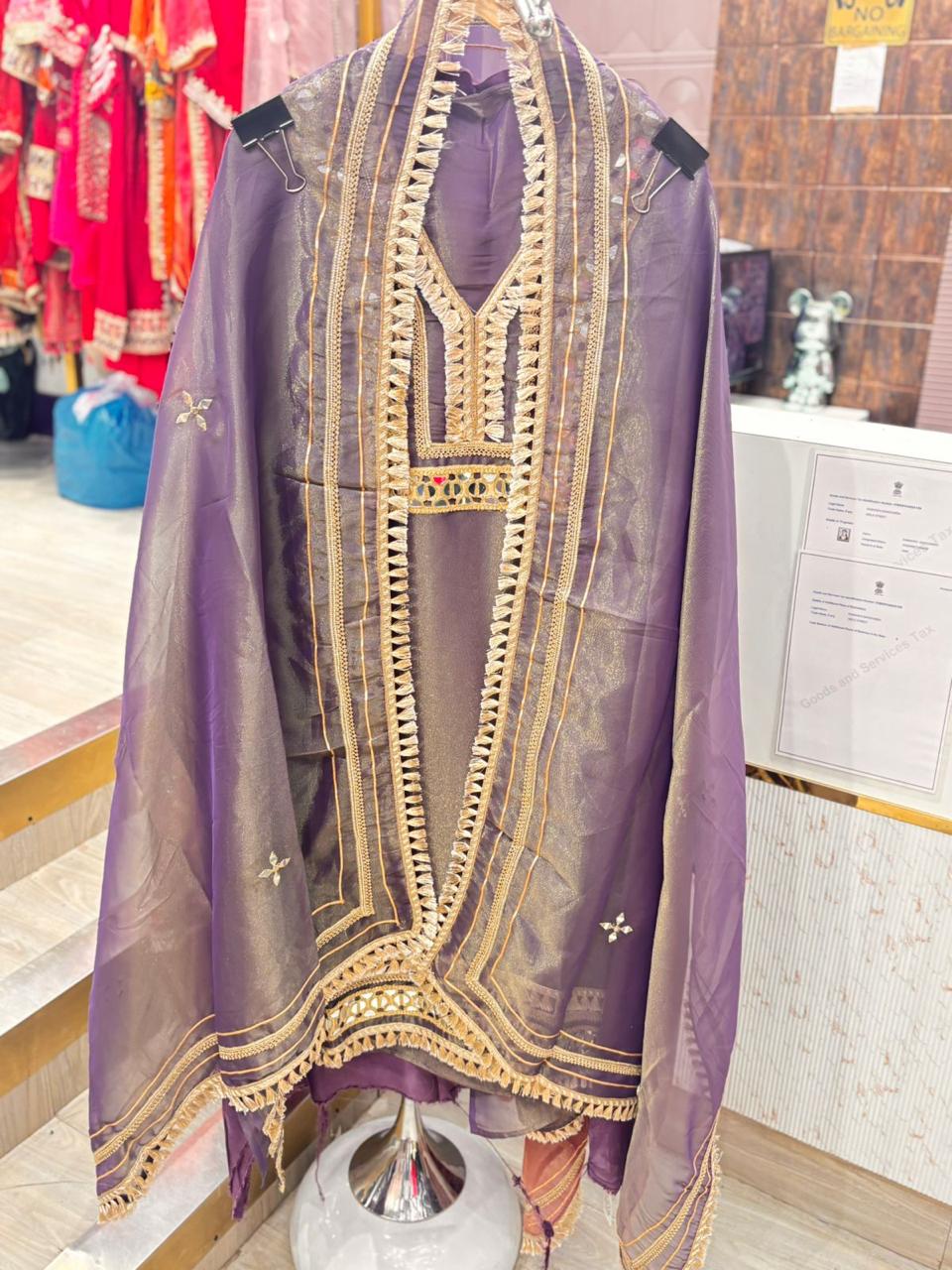 "Adaa Purple"- Unstitched Suit With Dupatta