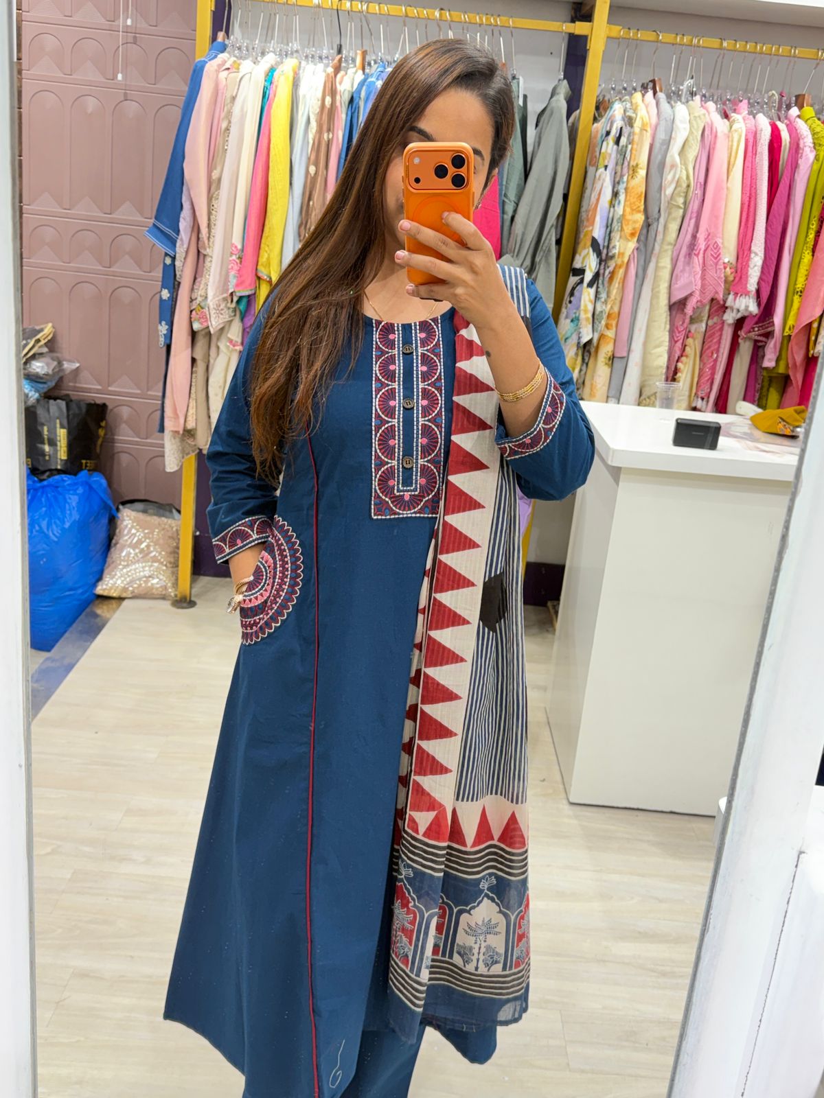 "Sia" - 3 Piece Ethnic Suit Set With Pockets (Available in 2 Colours)