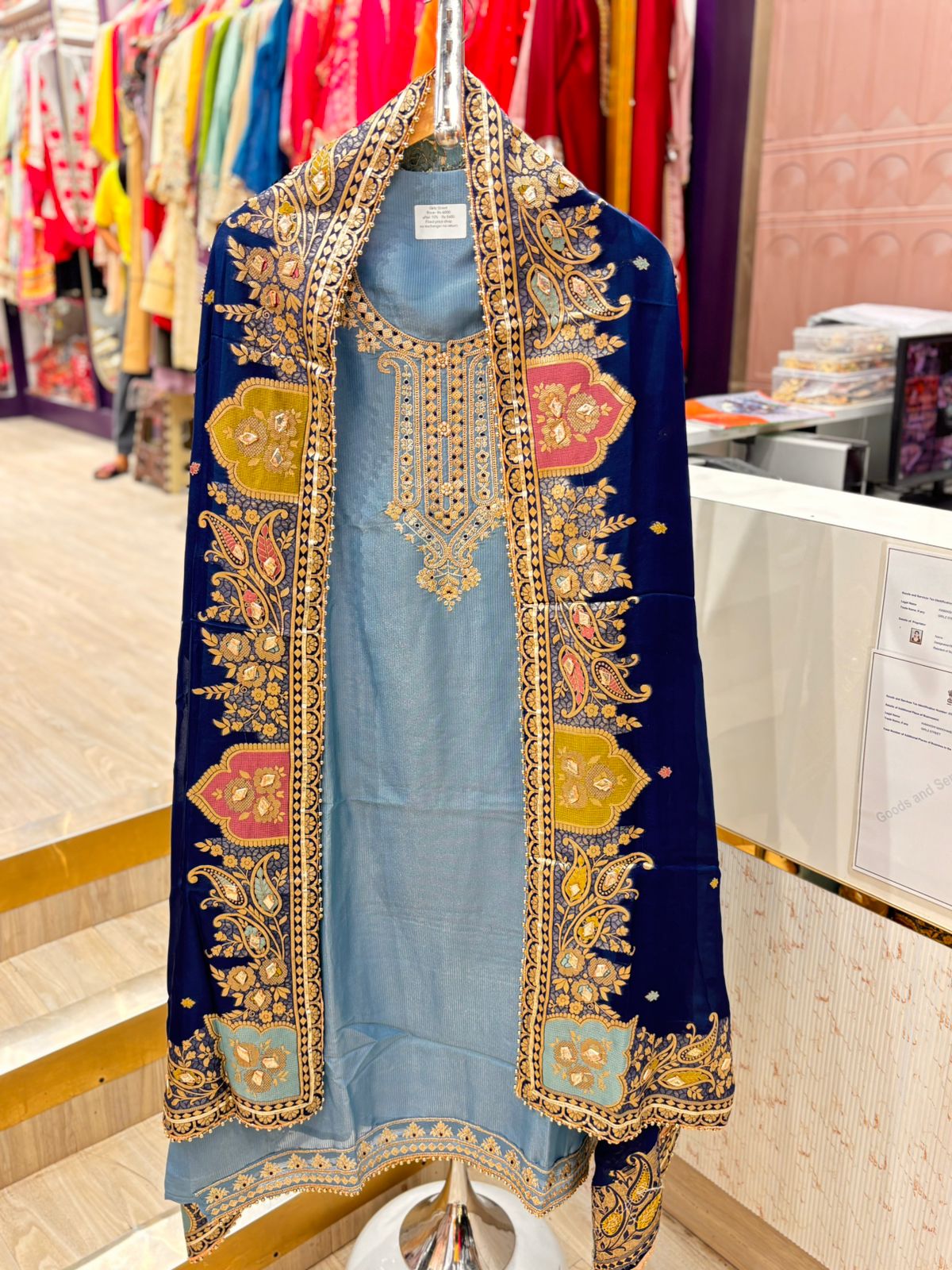 "Arwa"- Unstitched Suit Set with Tone-on-Tone Contrast Dupatta (Available in 3 Variants)