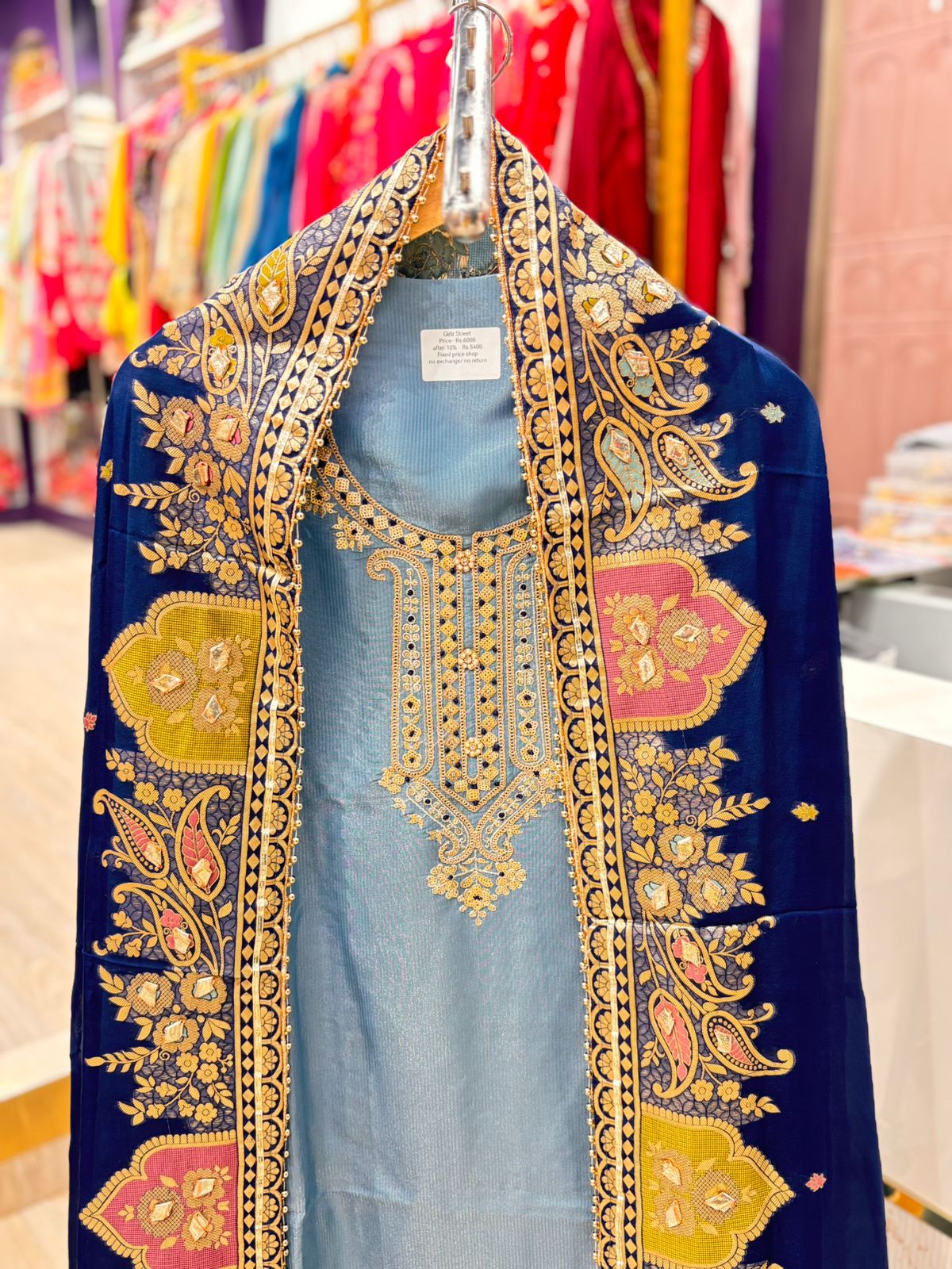 "Arwa"- Unstitched Suit Set with Tone-on-Tone Contrast Dupatta (Available in 3 Variants)