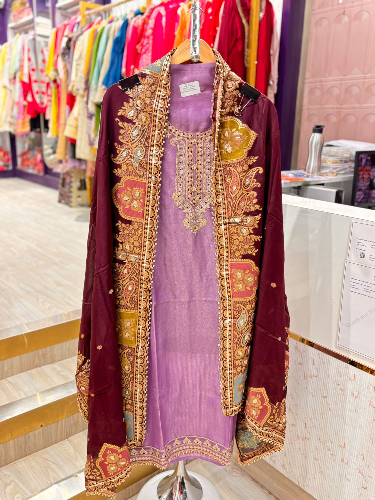 "Arwa"- Unstitched Suit Set with Tone-on-Tone Contrast Dupatta (Available in 3 Variants)
