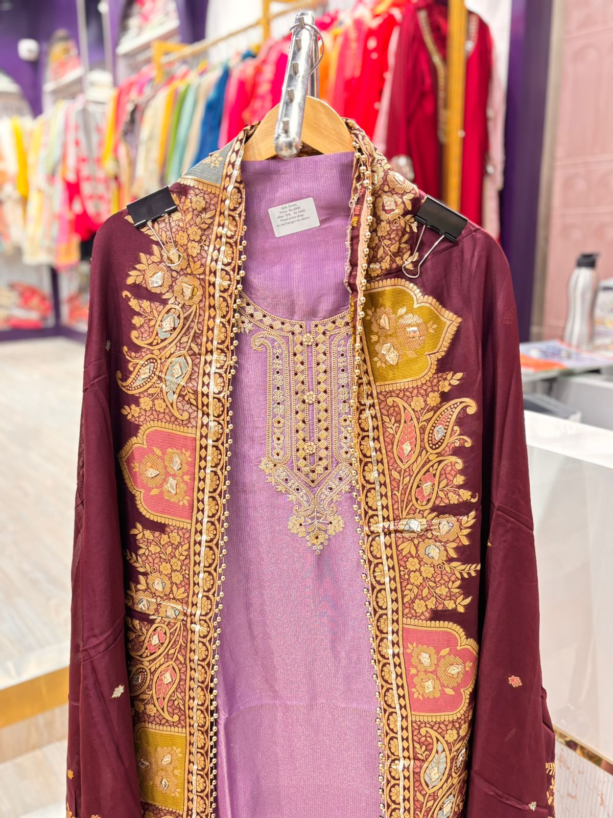 "Arwa"- Unstitched Suit Set with Tone-on-Tone Contrast Dupatta (Available in 3 Variants)