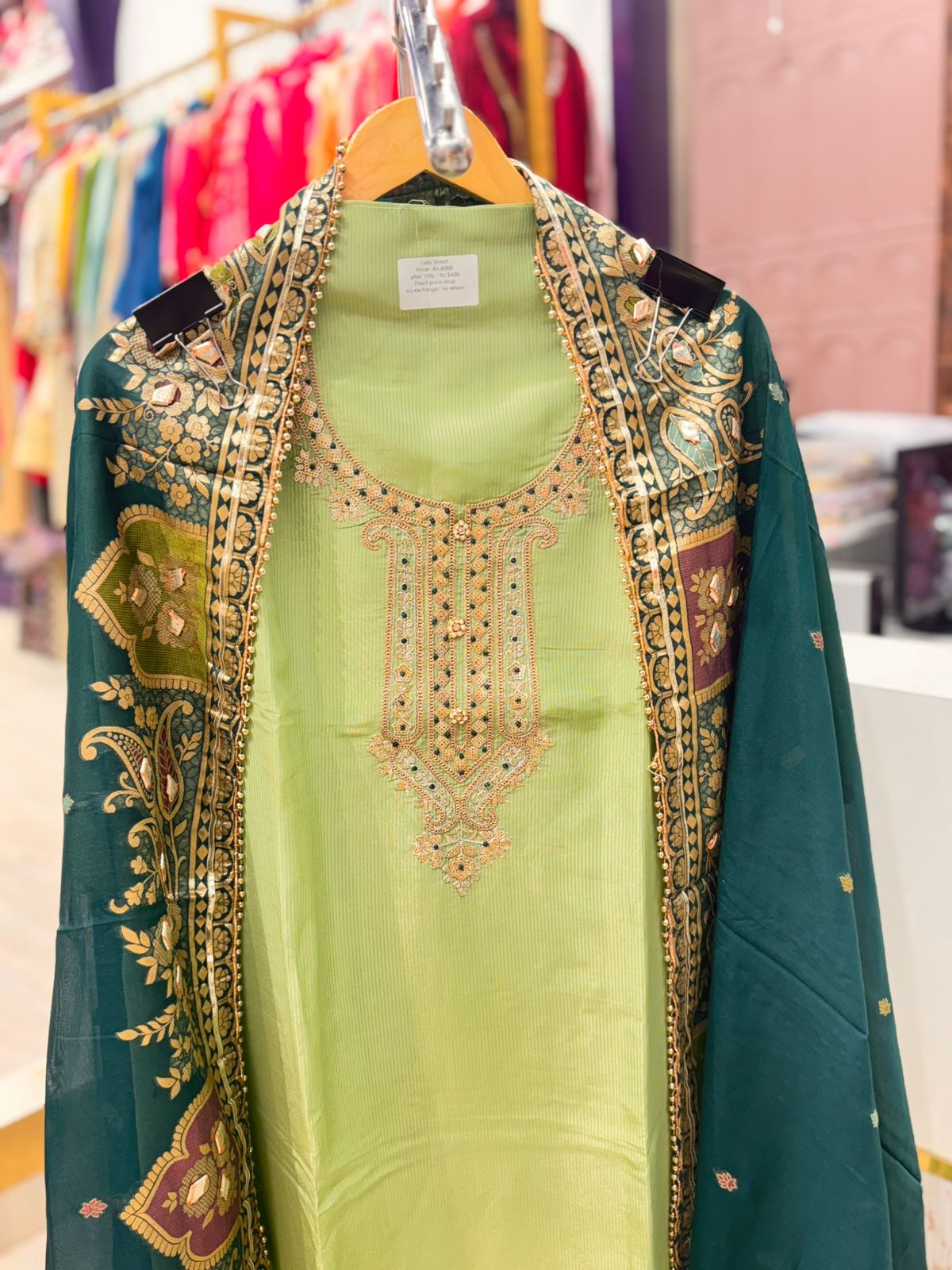 "Arwa"- Unstitched Suit Set with Tone-on-Tone Contrast Dupatta (Available in 3 Variants)