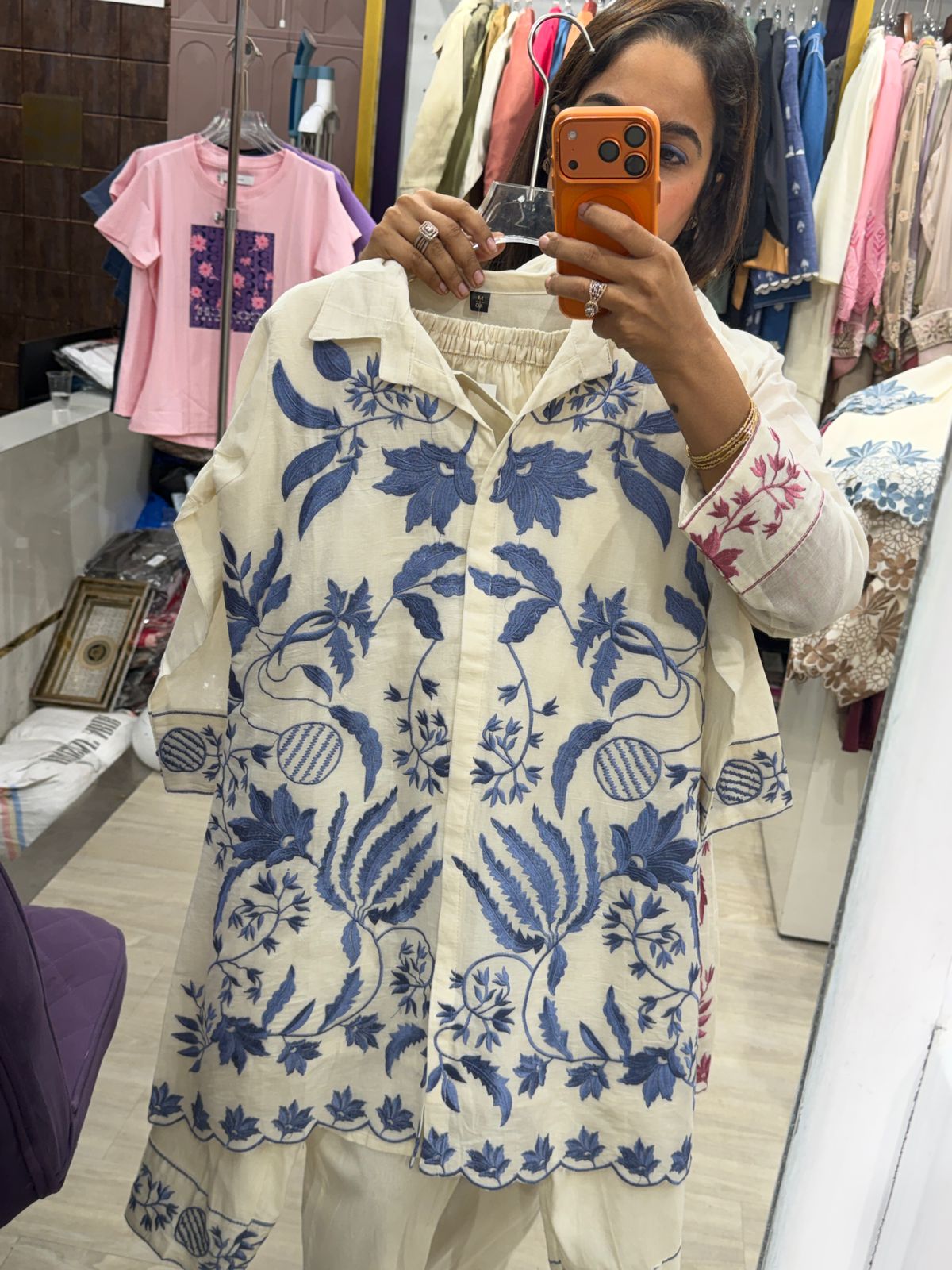 "Viru" - Ivory Co-ord Set with Statement Thread Work (Available in 2 Variants)