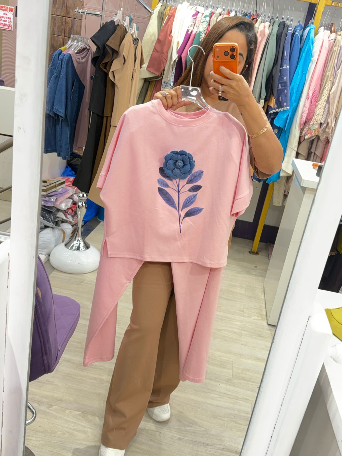 "Wild Edge" - Casual Imported Co-ord Set with Flower Detail (Available in 3 Colours)