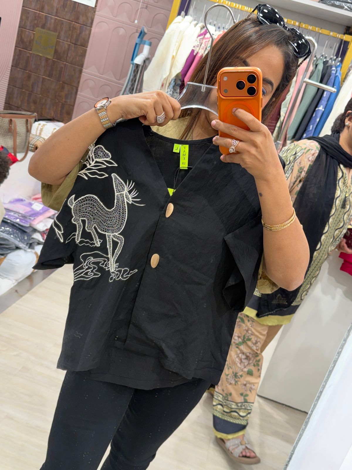 "Hee-ran" - Deer Embroidered Button-Down Top (Available in 5 Colours)