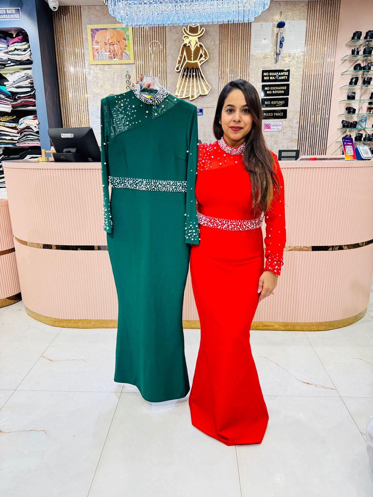 Embellished Bodycon Gown with Pearl Detailing – Esmé Style