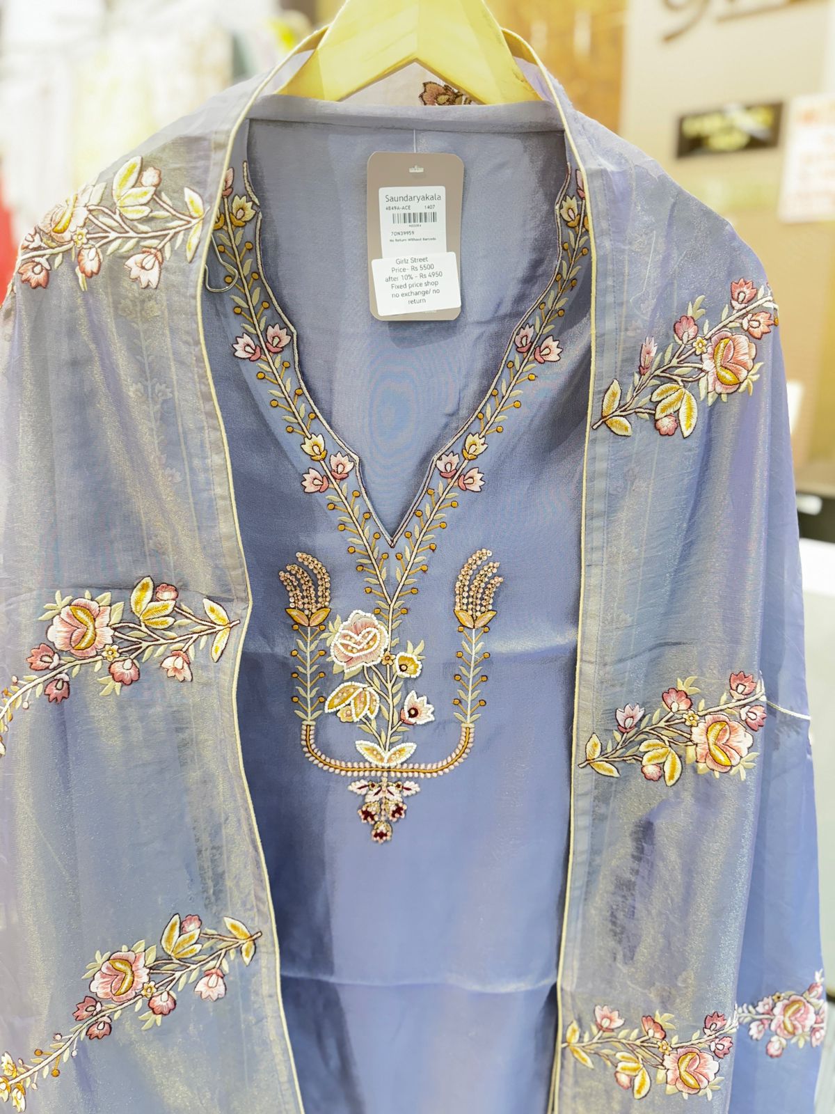 Lilac Unstitched Embroidered Suit with Dupatta