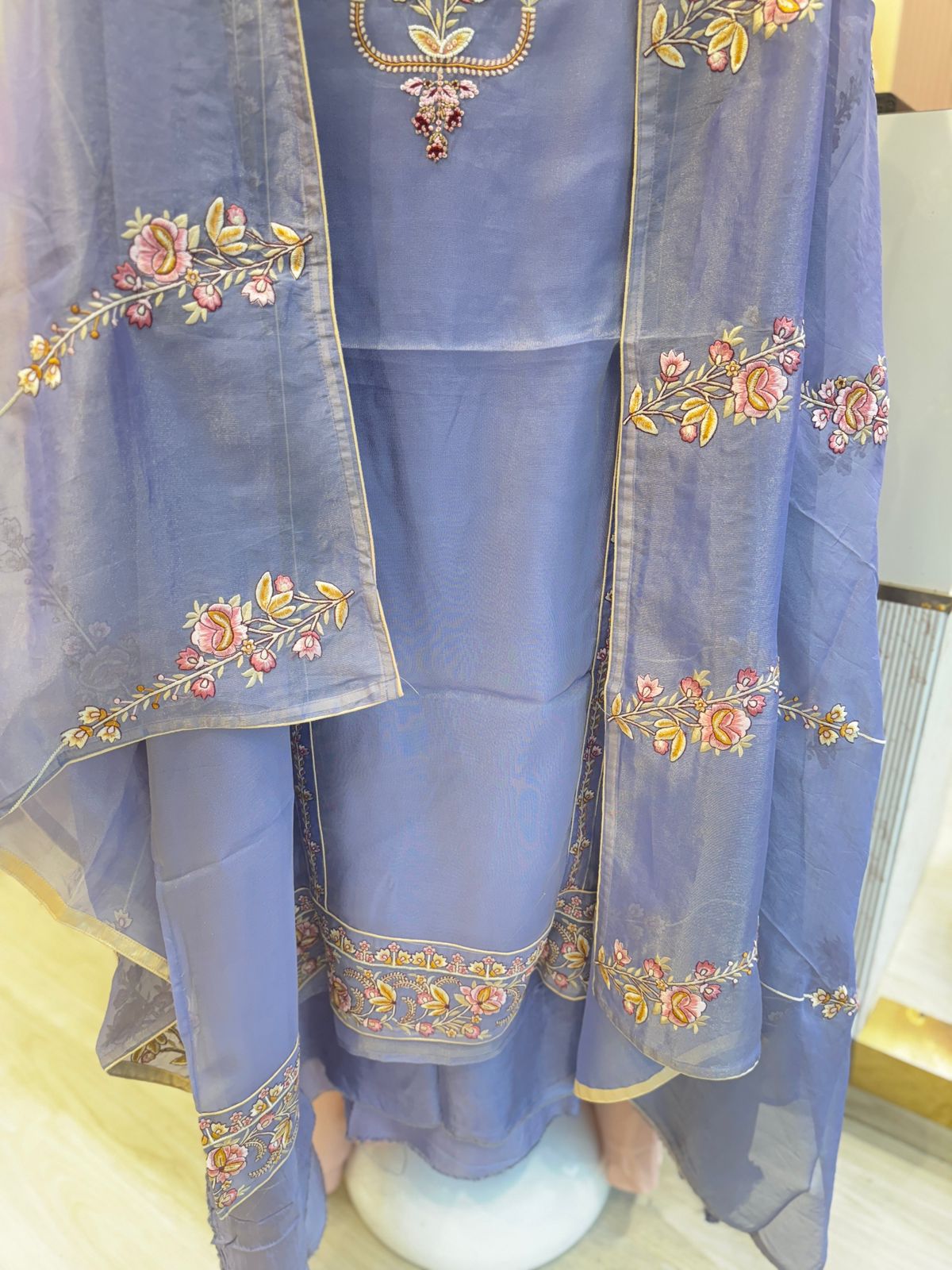 Lilac Unstitched Embroidered Suit with Dupatta