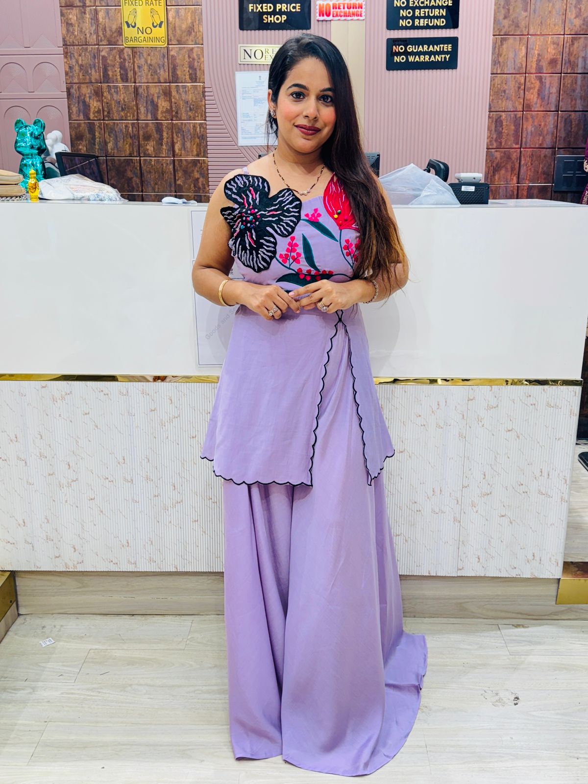 Floral Embroidered Sleeveless Kurta with Palazzo Set