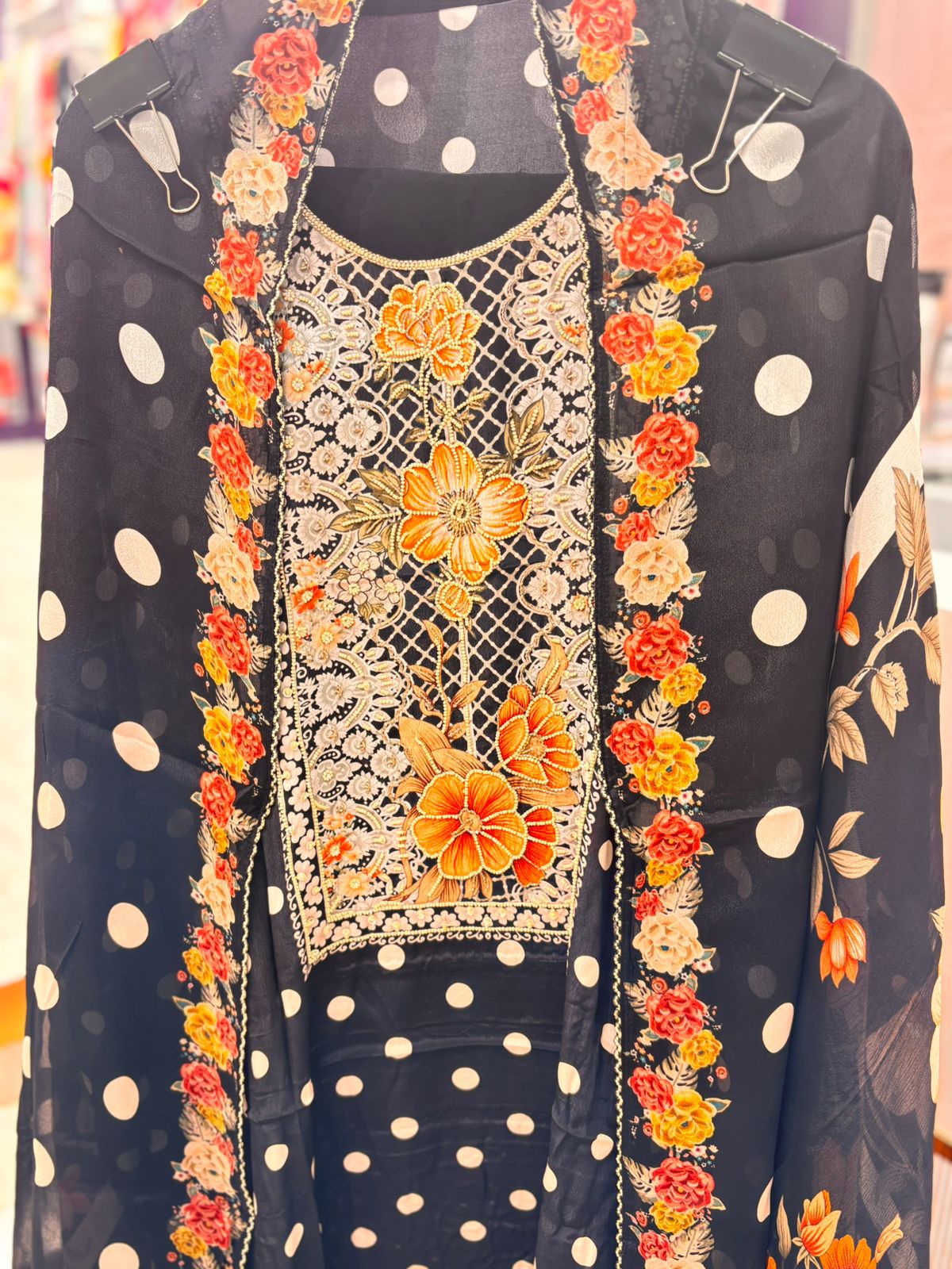 "Polka"- Unstitched Suit Set with Dupatta (Available in 3 Variants)