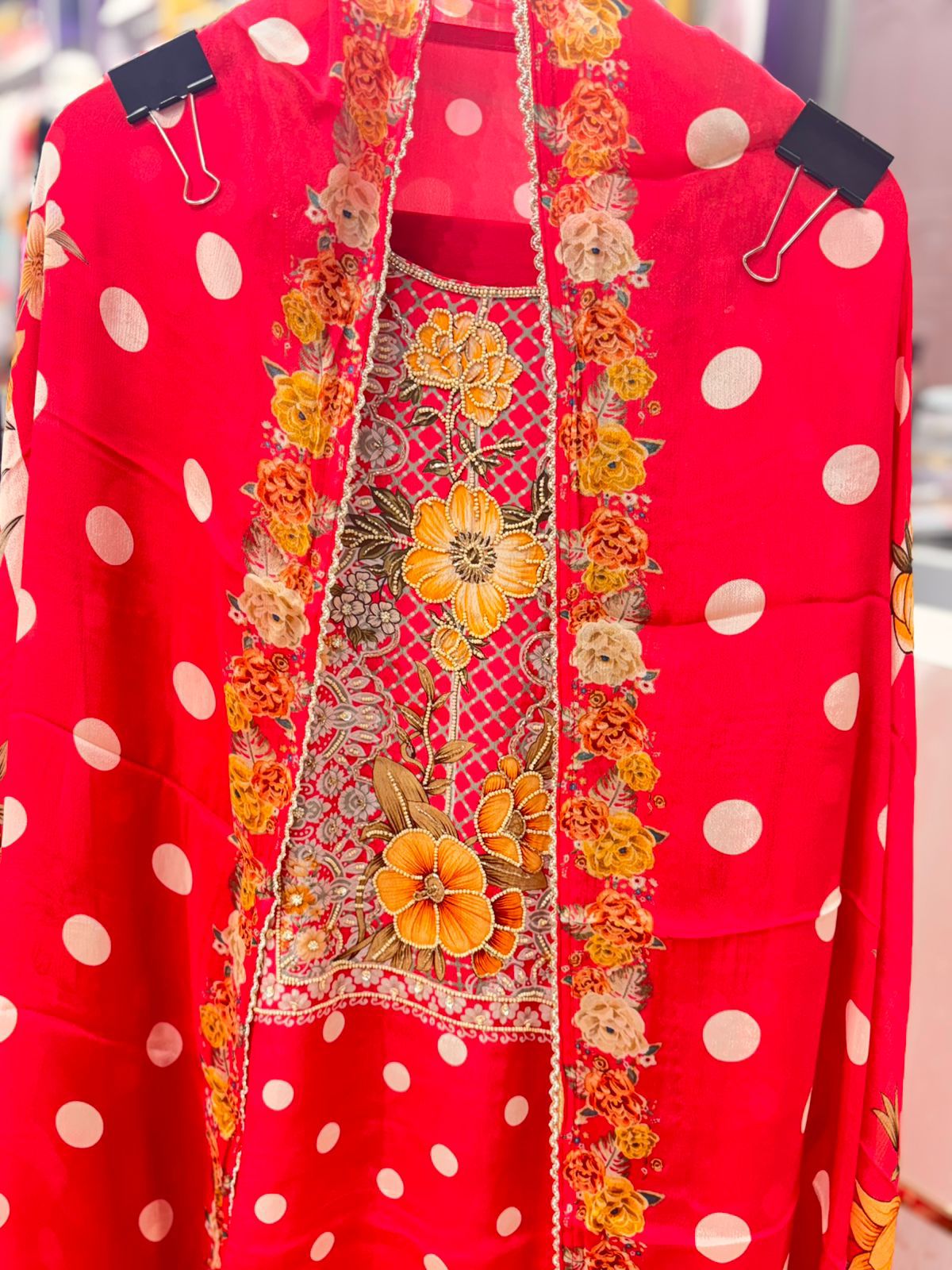 "Polka"- Unstitched Suit Set with Dupatta (Available in 3 Variants)