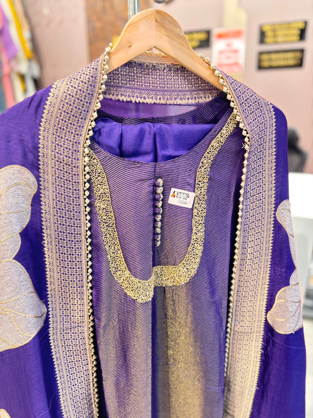 Designer Dark Purple Unstitched Suit Set with Dupatta