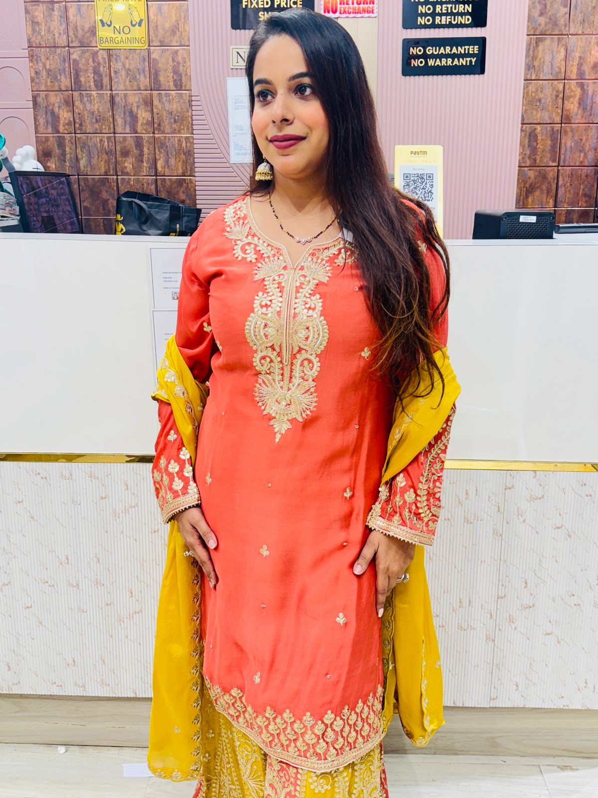 Elegant Orange & Mustard Embroidered Sharara Set