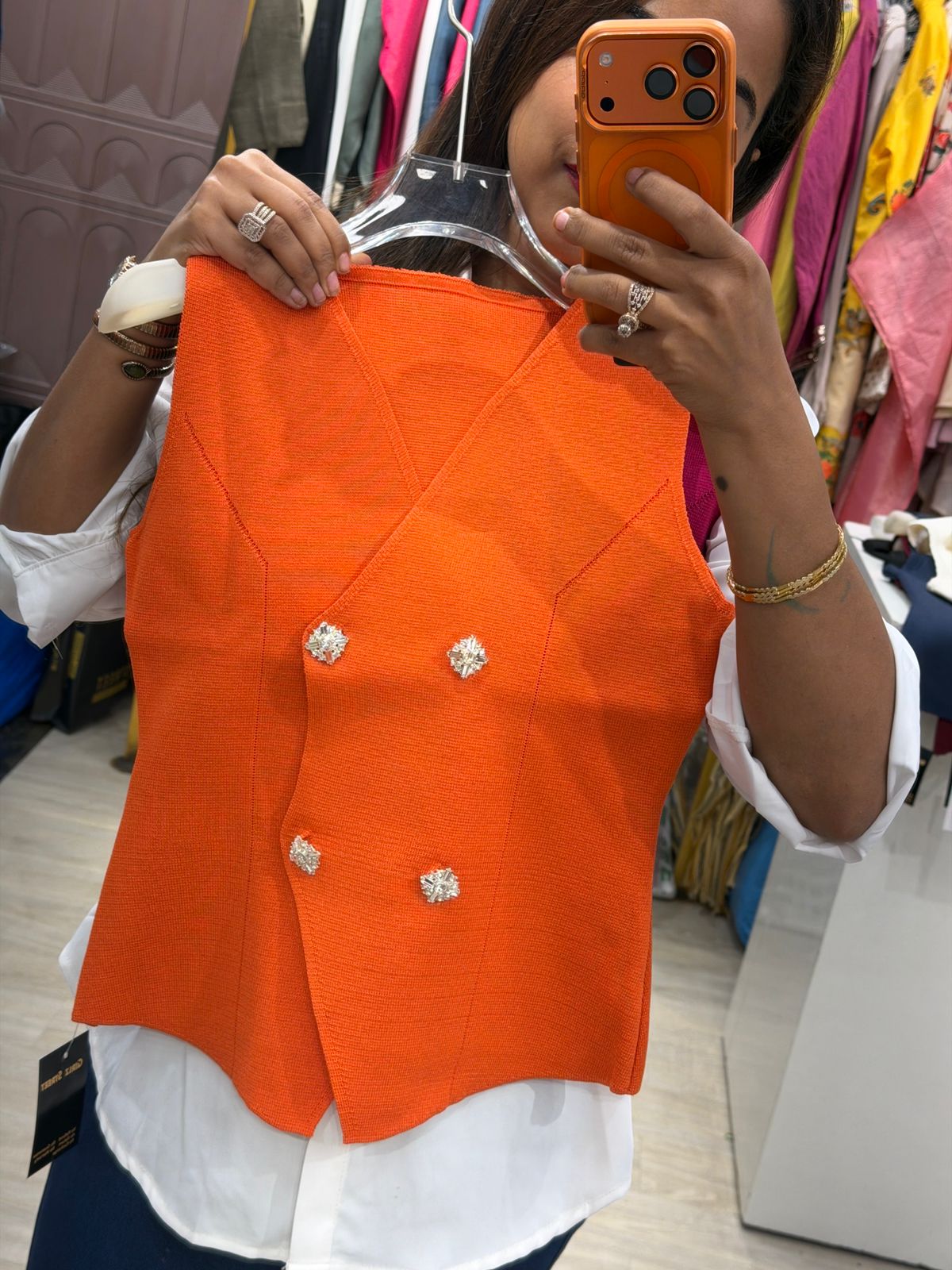 "Koti" - Layered Vest Style Top with Diamond Shaped Button Detailing (Available in 6 Colours)