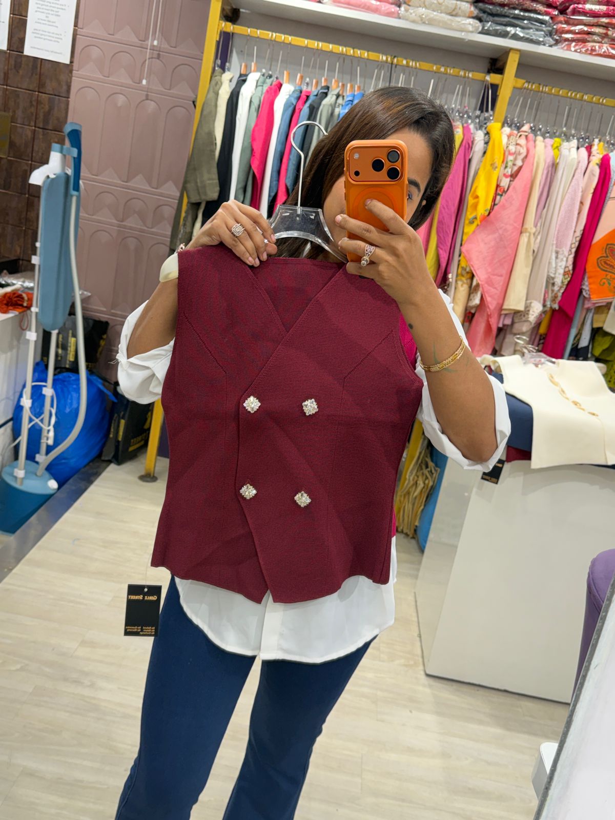 "Koti" - Layered Vest Style Top with Diamond Shaped Button Detailing (Available in 6 Colours)