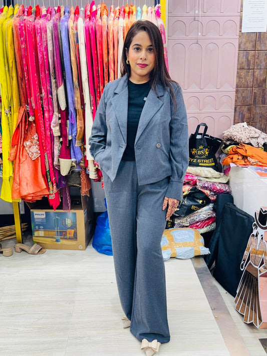 "Empower"- 2 Piece Denim Style Blazer Set (Available in 2 Variants)