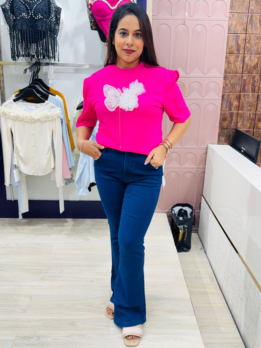 3D Butterfly Embellished Top