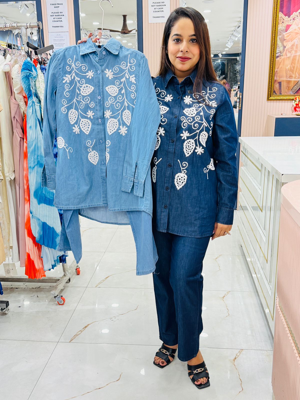 Embroidered Denim Coord Set