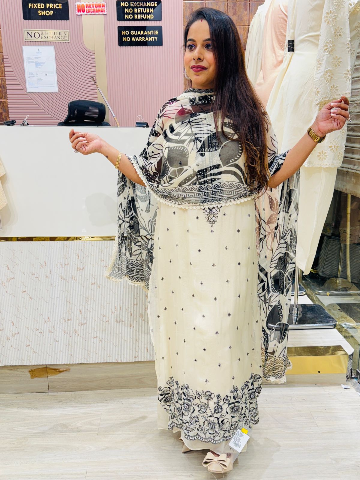Classic Monochrome Embroidered Unstitched Suit Set