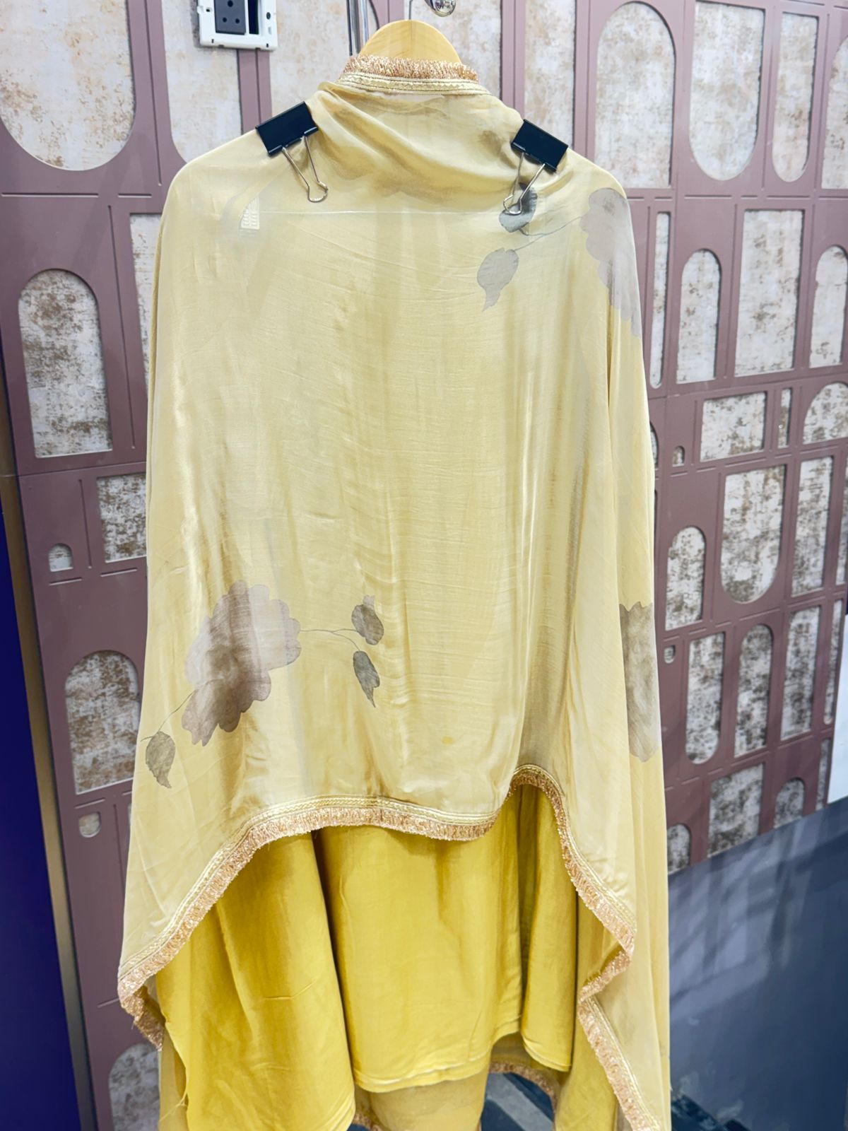 Elegant Mustard Yellow Unstitched Floral Suit Set