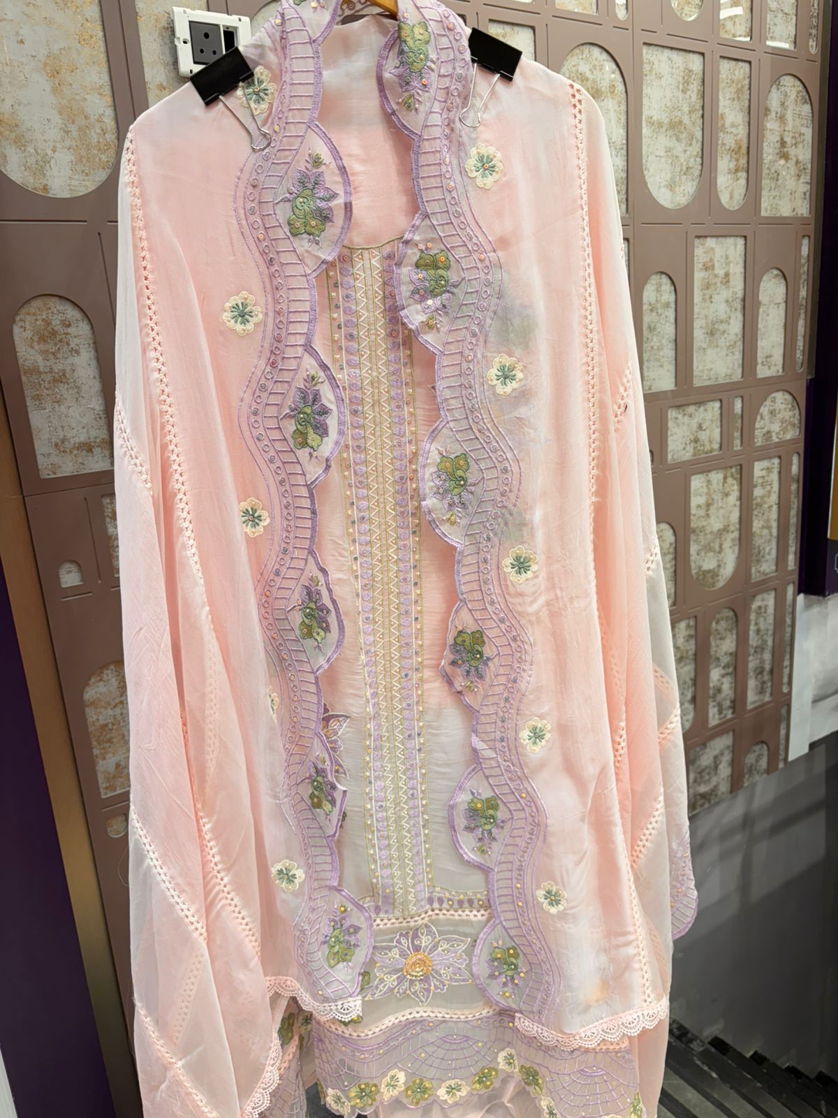 Pastel Thread-Embroidered Unstitched Suit Set