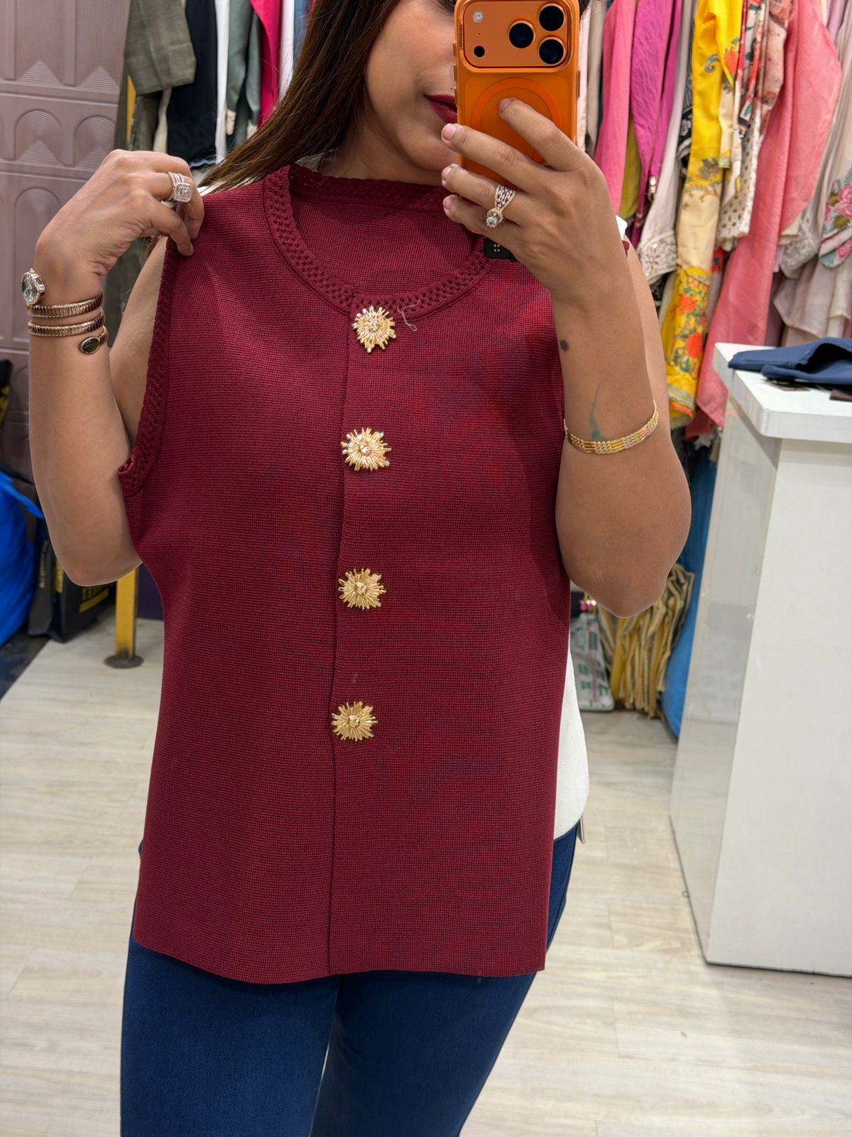 "Pearl" - Stylish Button-Detail Sleeveless Top (Available in 3 Colours)