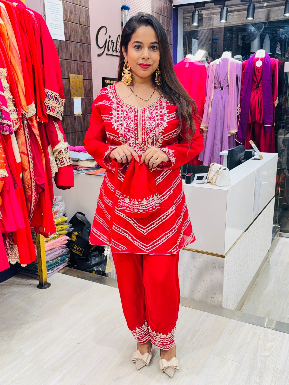 "Ruby" - 3 Piece Co-ord Set with Potli Bag