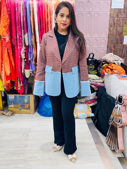 "Denim Check"- Dual Design Blazer