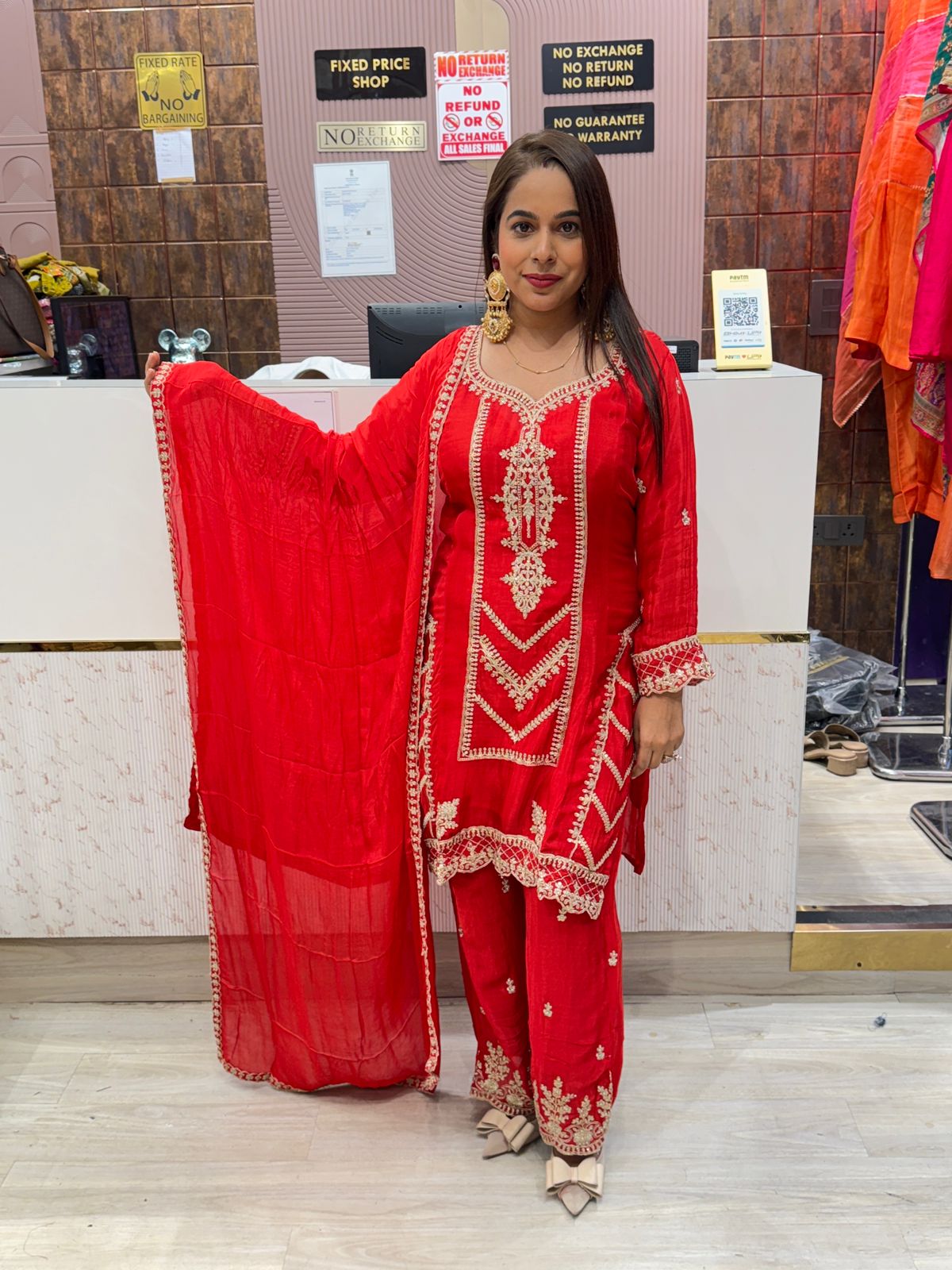 "Ruby"- 3 Piece Ruby Embroidered Suit Set