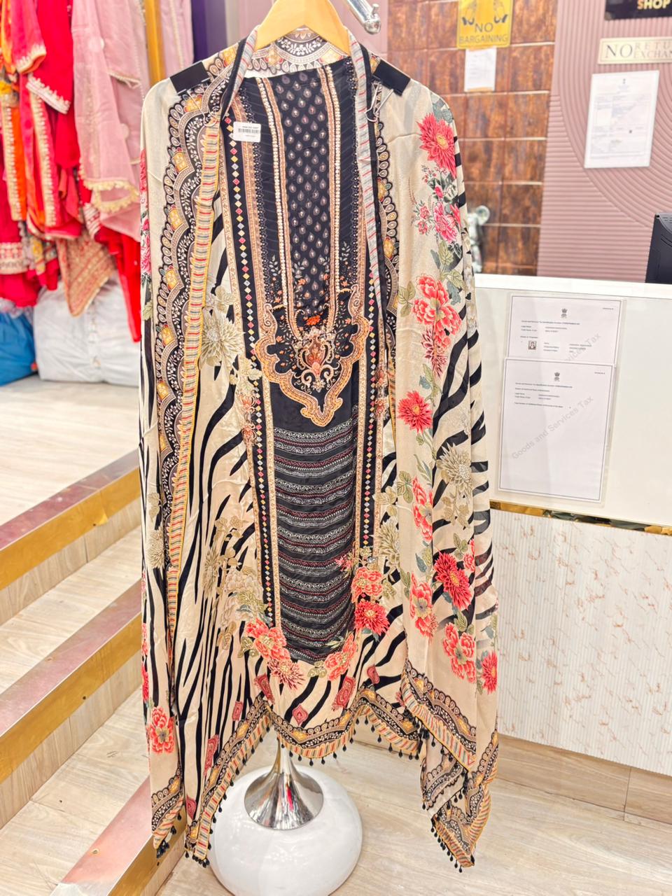 "Inaayat"- Unstitched Suit Sets With Zebra Print Dupatta (Available in 3 Variants)