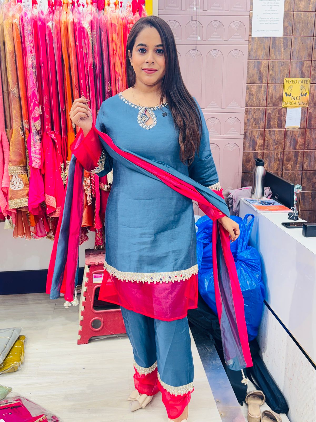 "Neelam"- 3 Piece Dual Shade Suit Set