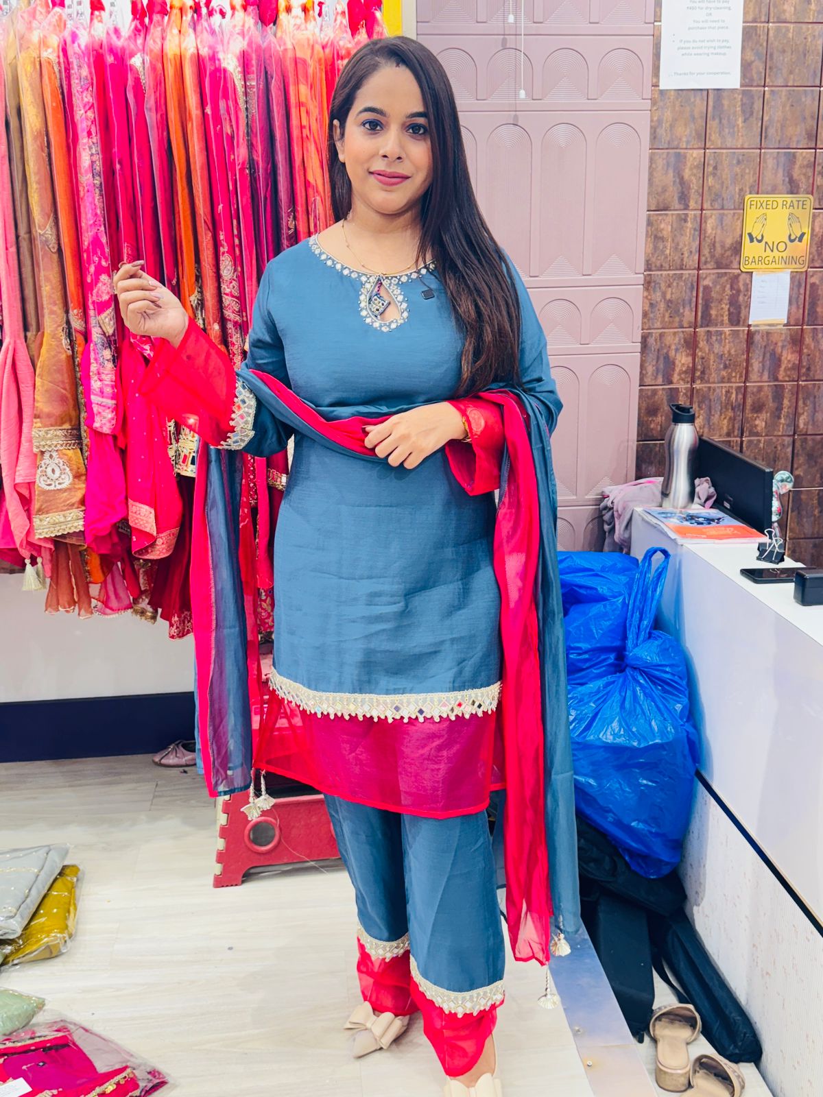 "Neelam"- 3 Piece Dual Shade Suit Set