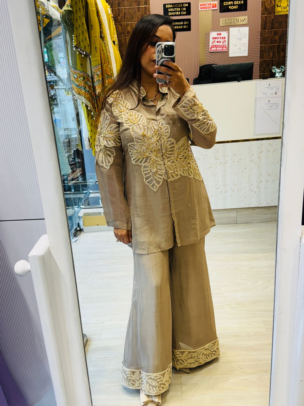 "Mahrosh"- Mouse Gold Co-ord Set with Heavy Embroidery