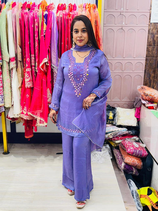 "Zarveen"- 3 Piece Mirror Work Suit Set (Available in 3 Variants)