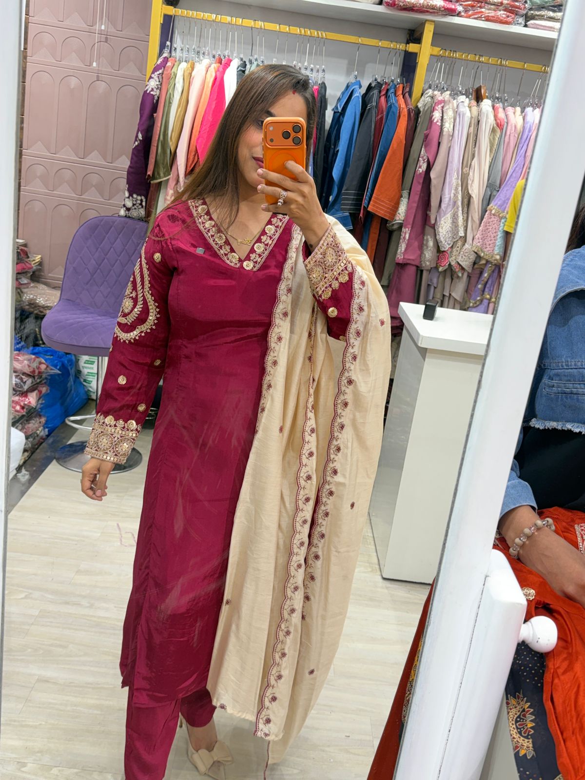 "Zahreen" - Festive Embroidered Kurta Set with Embroidered Dupatta (Available in 2 Colours)