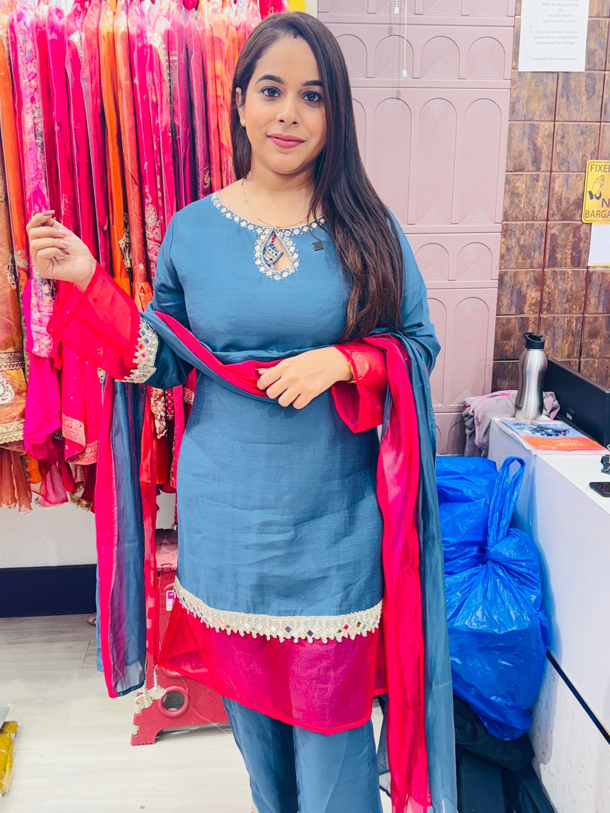 "Neelam"- 3 Piece Dual Shade Suit Set