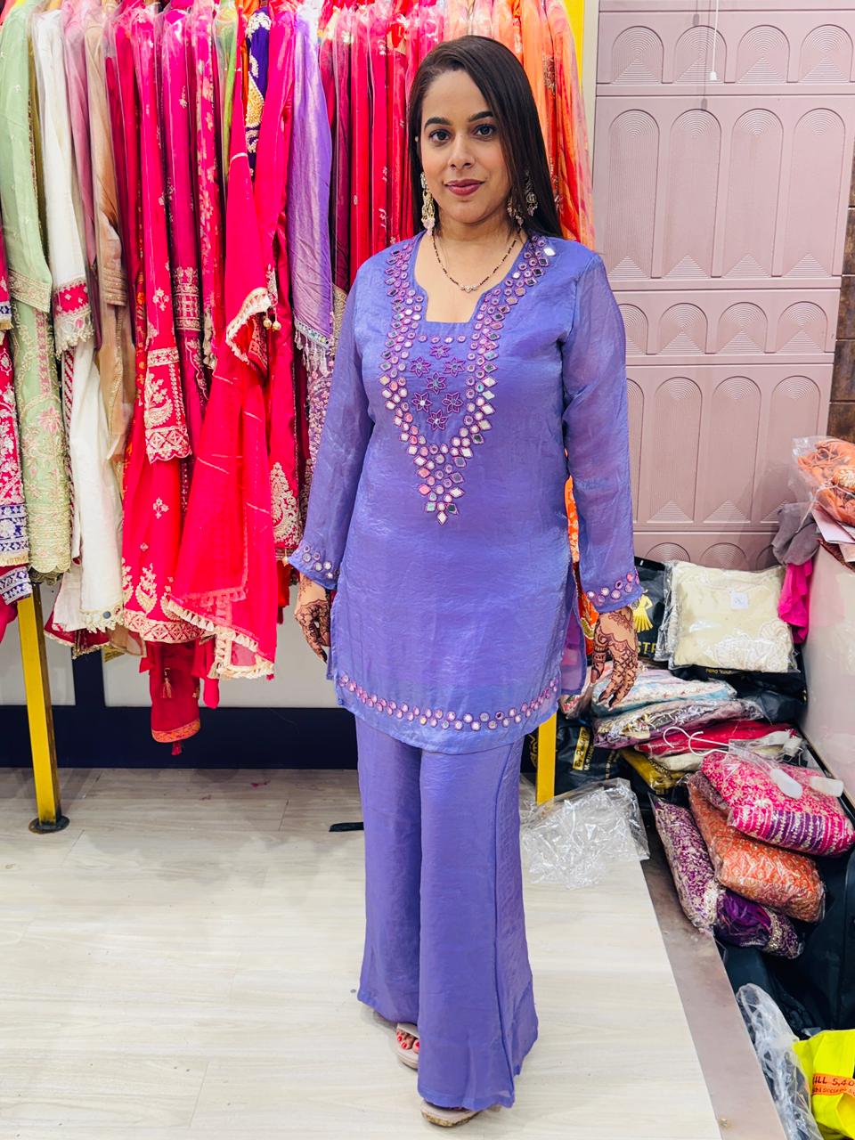 "Zarveen"- 3 Piece Mirror Work Suit Set (Available in 3 Variants)