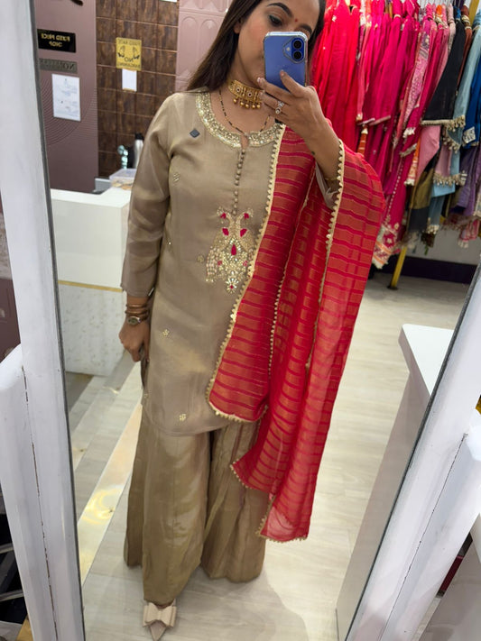 "Abira"- 3 Piece Golden Brown Suit Set