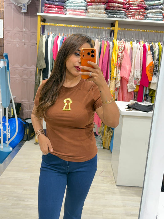 "Keyhole" - Trendy Graphic Tee for Women (Available in 2 Colours)