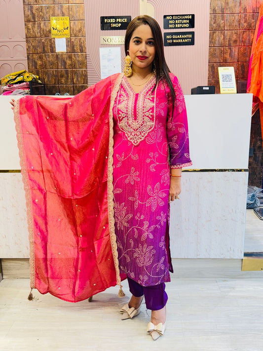 "Elara"- 3 Piece Dual Tone Suit Set with Dupatta