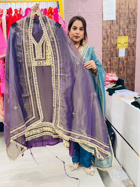 "Adaa Purple"- Unstitched Suit With Dupatta