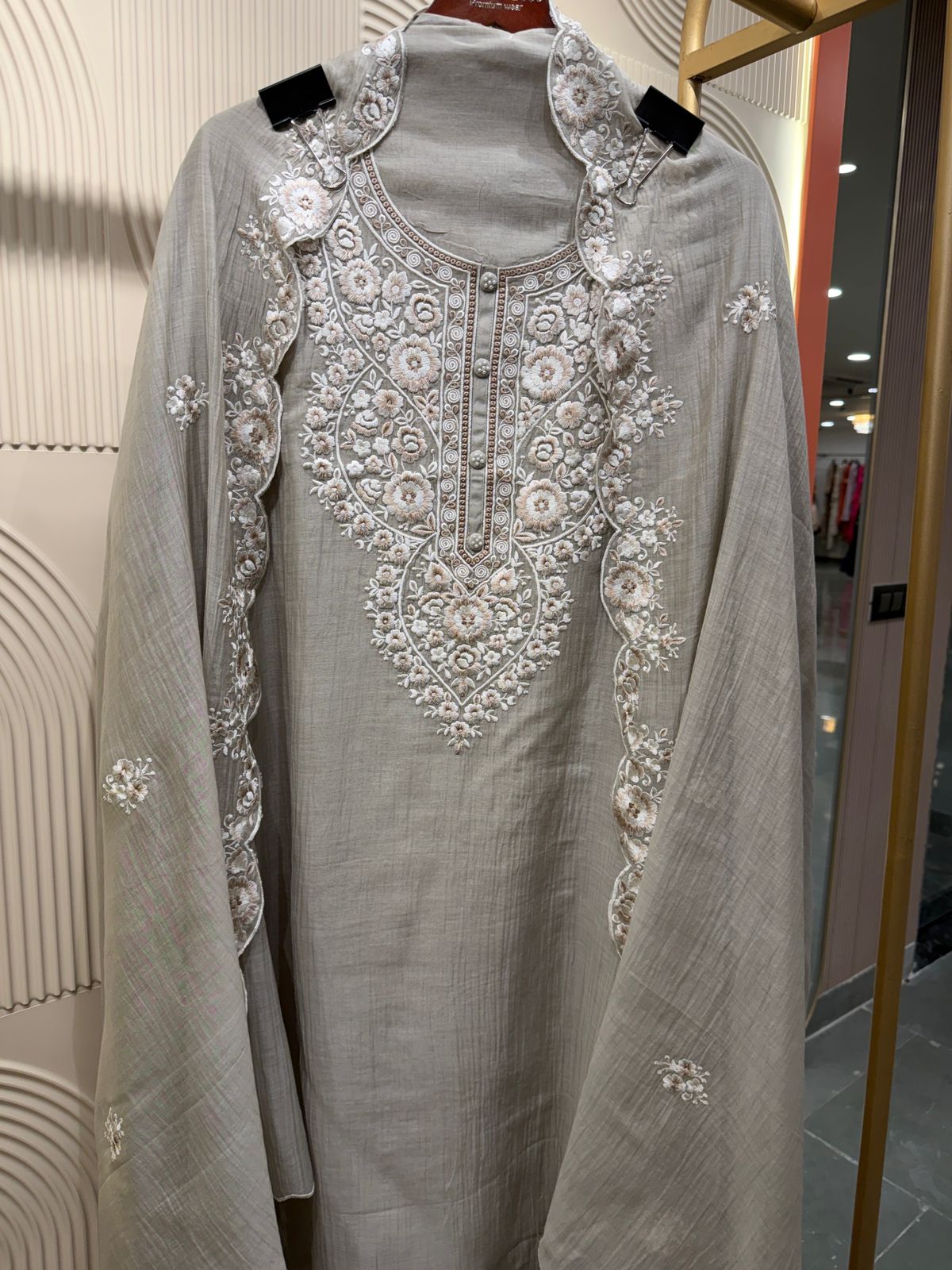 "Anjali" - Luxury Embroidered Unstitched Suit with Dupatta (Available in 3 Colours)