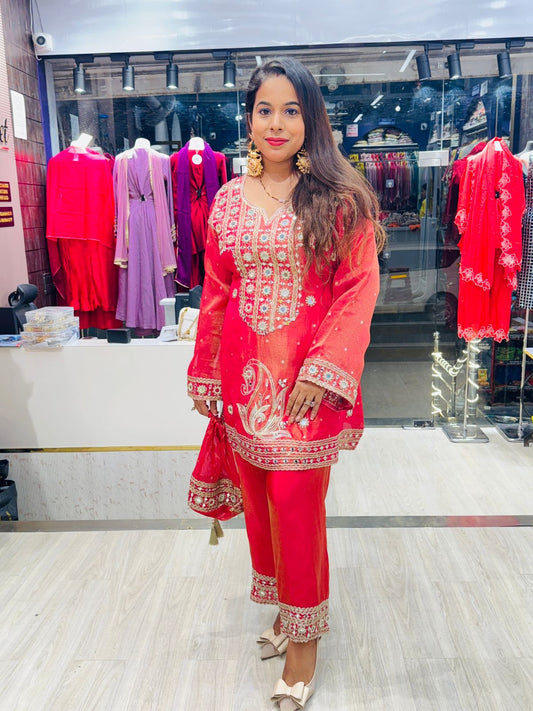 "Niharika" - 3 Piece Co-ord Set with Potli Bag